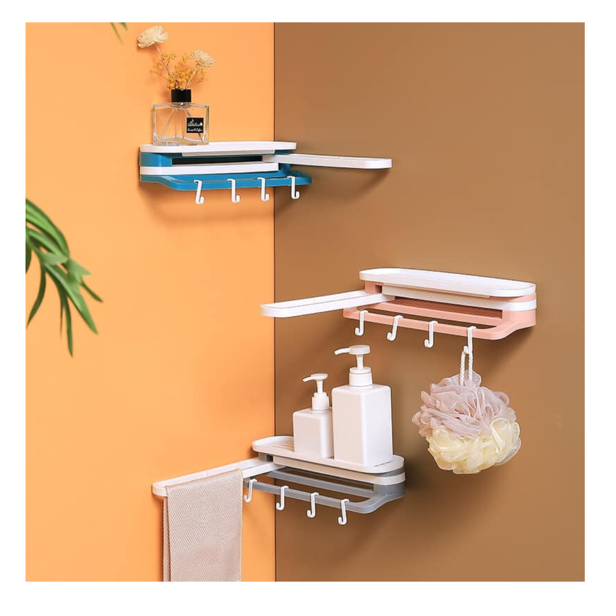 Organizador de Baño con Base y Ganchos